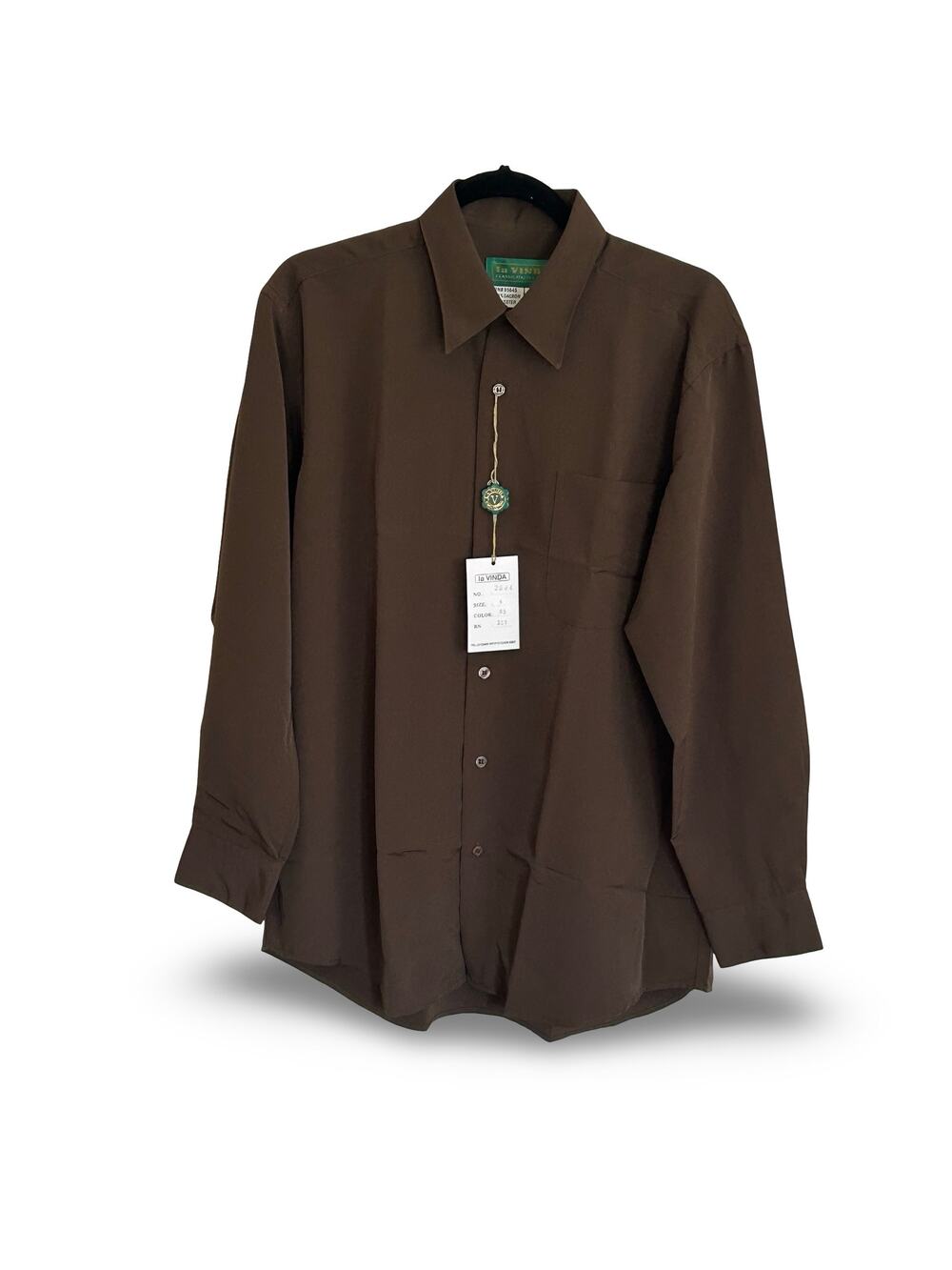 NWT Vintage 70s La Vinda Brown Dacron Polyester Shirt 4